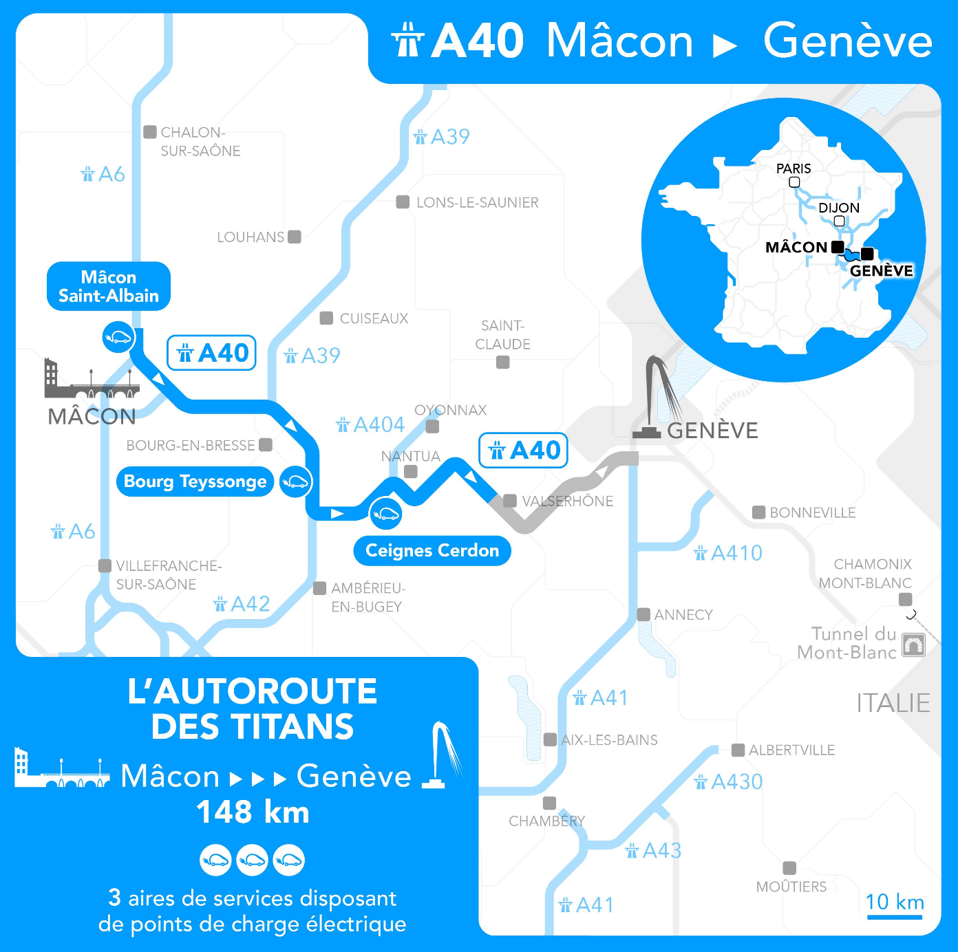 De Mâcon à Genève par l'A40